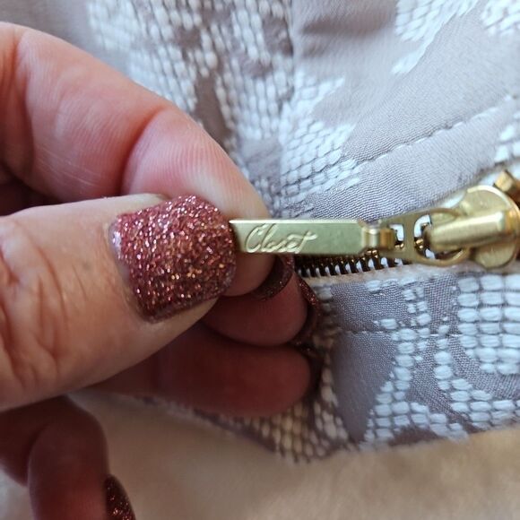 Closet. London Damask Taupe & Cream A-line Skirt - Picture 10 of 10